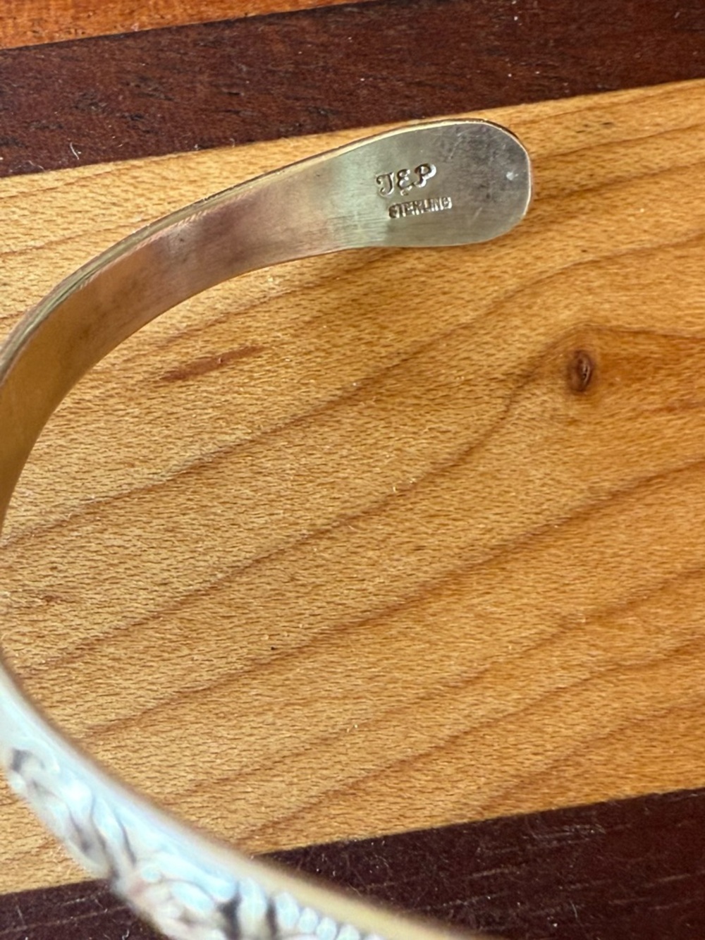 Sterling Silver Floral Engraved Cuff Bracelet - Silver - Picture 5 of 5